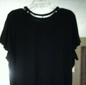 Nanette Lenore black jersey blouse with beads
